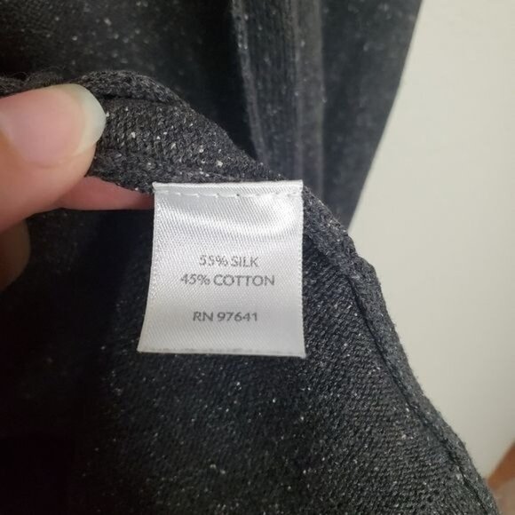 J. JILL Womens Duster Cardigan SZ M Silk Cotton Blend Gray Specks Pockets - Picture 5 of 12